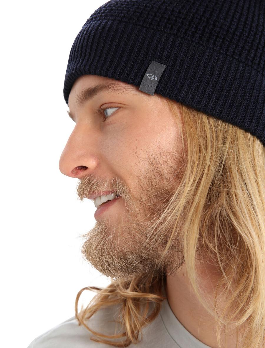 Icebreaker Unisex Merino Feadan Slouch Beanie Női Kalap Sötétkék | HU 1478ZUTG